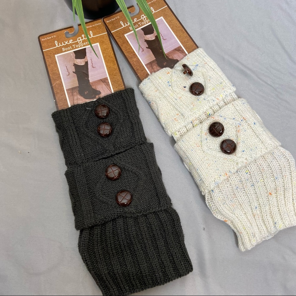 NWT 2 Lot of Boot Toppers/Leg Warmers Gray Cream
